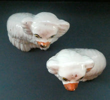 Load image into Gallery viewer, Staffordshire Dogs Chimney Spaniels / Wally Dugs. 8 1/2 inches. ANTIQUE PAIR with painted yellow eyes; c1880
