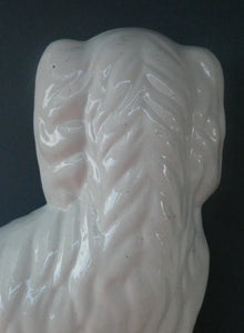 Staffordshire Dogs Chimney Spaniels / Wally Dugs. 8 1/2 inches. ANTIQUE PAIR with painted yellow eyes; c1880