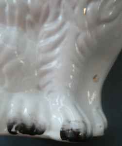 Staffordshire Dogs Chimney Spaniels / Wally Dugs. 8 1/2 inches. ANTIQUE PAIR with painted yellow eyes; c1880