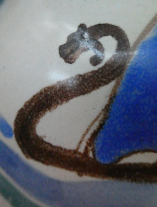 Vintage HONITON POTTERY Stoneware Jug with Hand Painted Viking Galleon Design on Each Side