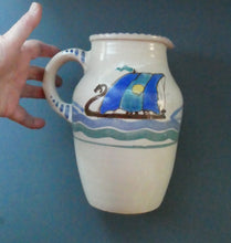 Load image into Gallery viewer, Vintage HONITON POTTERY Stoneware Jug with Hand Painted Viking Galleon Design on Each Side
