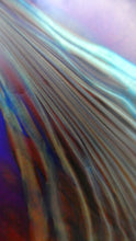 Load image into Gallery viewer, Vintage 1980s OKRA Style Cobalt Blue Glass Vase with Metallic and Red Lustre Swirls

