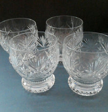 Load image into Gallery viewer, FOUR 1980s WHISKY TUMBLERS Crystal &quot;On the Rocks&quot; Glasses. Prince Regent Pattern by WEBB CORBETT
