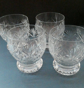 FOUR 1980s WHISKY TUMBLERS Crystal "On the Rocks" Glasses. Prince Regent Pattern by WEBB CORBETT