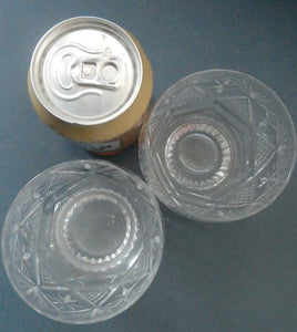 FOUR 1980s WHISKY TUMBLERS Crystal "On the Rocks" Glasses. Prince Regent Pattern by WEBB CORBETT