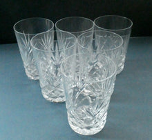 Load image into Gallery viewer, Set of Six 1950s EDINBURGH CRYSTAL Tall OBAN Tumblers. Height 4 1/8 inches

