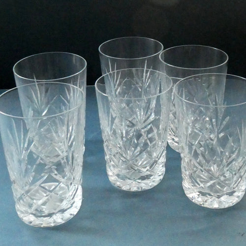 Set of Six 1950s EDINBURGH CRYSTAL Tall OBAN Tumblers. Height 4 1/8 inches