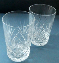 Load image into Gallery viewer, Pair of 1950s EDINBURGH CRYSTAL Tall OBAN Tumblers. Height 4 1/8 inches 
