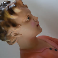 Load image into Gallery viewer, Vintage 1930s Plaster Figurine of a Kneeling Boy with Display Tray. Interesting Shop Window Display Item

