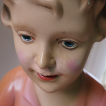 Load image into Gallery viewer, Vintage 1930s Plaster Figurine of a Kneeling Boy with Display Tray. Interesting Shop Window Display Item

