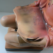 Load image into Gallery viewer, Vintage 1930s Plaster Figurine of a Kneeling Boy with Display Tray. Interesting Shop Window Display Item
