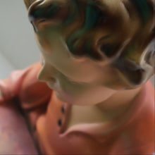 Load image into Gallery viewer, Vintage 1930s Plaster Figurine of a Kneeling Boy with Display Tray. Interesting Shop Window Display Item
