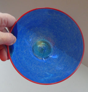 SCANDINAVIAN Art Glass: Large Blue Bowl by Helena Gibson & Two Smaller Ones by Abel Sawe