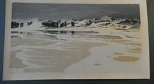 Load image into Gallery viewer, Collectable 1930s Original COLOUR WOODCUT Entitled &quot;Breakers&quot; by Oscar Droege. Pencil Signed
