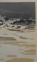 Load image into Gallery viewer, Collectable 1930s Original COLOUR WOODCUT Entitled &quot;Breakers&quot; by Oscar Droege. Pencil Signed

