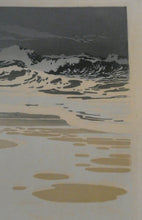 Load image into Gallery viewer, Collectable 1930s Original COLOUR WOODCUT Entitled &quot;Breakers&quot; by Oscar Droege. Pencil Signed
