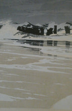 Load image into Gallery viewer, Collectable 1930s Original COLOUR WOODCUT Entitled &quot;Breakers&quot; by Oscar Droege. Pencil Signed
