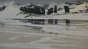 Collectable 1930s Original COLOUR WOODCUT Entitled "Breakers" by Oscar Droege. Pencil Signed