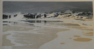 Collectable 1930s Original COLOUR WOODCUT Entitled "Breakers" by Oscar Droege. Pencil Signed