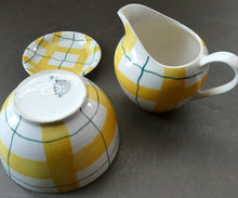 Load image into Gallery viewer, Popular 1950s Milk Jug (&amp; wee underplate) and Open Sugar Bowl. Attractive Yellow HABITANT Pattern by Meakin
