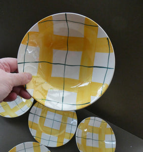 Popular 1950s FOUR Bowls and TWO Side Plates. Attractive Yellow HABITANT Pattern by Meakin