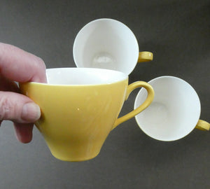 Popular 1950s THREE Trios. Attractive Yellow HABITANT Pattern by Meakin