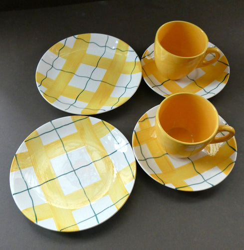 Popular 1950s Pair of Trios. Attractive Yellow HABITANT Pattern by Meakin Media 1 of 13