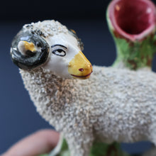 Load image into Gallery viewer, ANTIQUE Victorian 1880s Staffordshire Spill Vase. In the form of a Sheep or Ram
