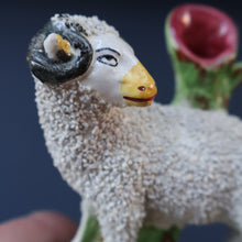 Load image into Gallery viewer, ANTIQUE Victorian 1880s Staffordshire Spill Vase. In the form of a Sheep or Ram
