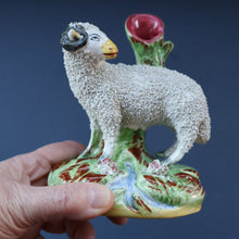 Load image into Gallery viewer, ANTIQUE Victorian 1880s Staffordshire Spill Vase. In the form of a Sheep or Ram
