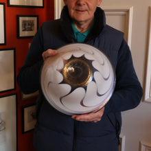 Load image into Gallery viewer, British STUDIO GLASS BOWL by Anthony Stern (1944 - 2022). &quot;White Spiral&quot; Range. Signed and dated 1980
