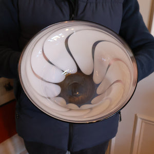 British STUDIO GLASS BOWL by Anthony Stern (1944 - 2022). "White Spiral" Range. Signed and dated 1980