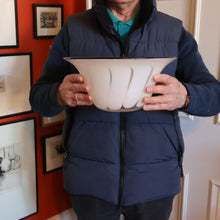 Load image into Gallery viewer, British STUDIO GLASS BOWL by Anthony Stern (1944 - 2022). &quot;White Spiral&quot; Range. Signed and dated 1980
