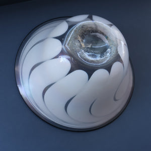 British STUDIO GLASS BOWL by Anthony Stern (1944 - 2022). "White Spiral" Range. Signed and dated 1980