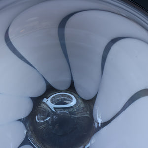 British STUDIO GLASS BOWL by Anthony Stern (1944 - 2022). "White Spiral" Range. Signed and dated 1980