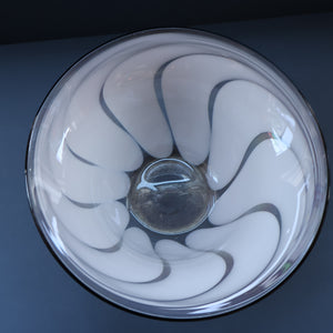 British STUDIO GLASS BOWL by Anthony Stern (1944 - 2022). "White Spiral" Range. Signed and dated 1980
