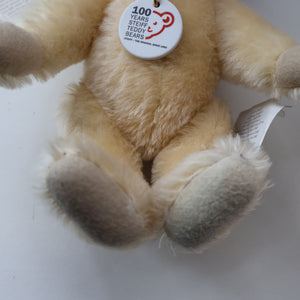 Sweet 2002 Small White Vintage STEIFF BEAR. Limited Edition Centenary Bear with Ceramic Medallion (671043)