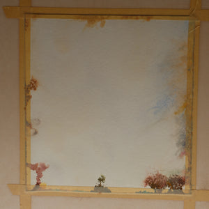 EDWARD GAGE (1925 - 2000). Listed Scottish Artist. 1970s Exotic Watercolour Entitled "Moon Miniature". SARDINIA