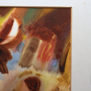 EDWARD GAGE (1925 - 2000). Listed Scottish Artist. 1970s Exotic Watercolour Entitled "Moon Miniature". SARDINIA