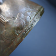 Load image into Gallery viewer, Swedish Bronze Pot / Vase by John Farngren (1884 - 1960) for Otto Meyer. Decorated with Relief Dragonflies and Flowers. SIGNED
