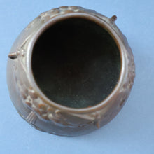 Load image into Gallery viewer, Swedish Bronze Pot / Vase by John Farngren (1884 - 1960) for Otto Meyer. Decorated with Relief Dragonflies and Flowers. SIGNED
