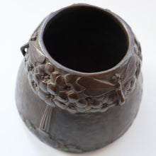 Load image into Gallery viewer, Swedish Bronze Pot / Vase by John Farngren (1884 - 1960) for Otto Meyer. Decorated with Relief Dragonflies and Flowers. SIGNED
