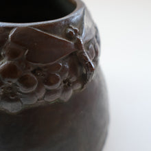 Load image into Gallery viewer, Swedish Bronze Pot / Vase by John Farngren (1884 - 1960) for Otto Meyer. Decorated with Relief Dragonflies and Flowers. SIGNED
