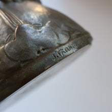Load image into Gallery viewer, Swedish Bronze Pot / Vase by John Farngren (1884 - 1960) for Otto Meyer. Decorated with Relief Dragonflies and Flowers. SIGNED
