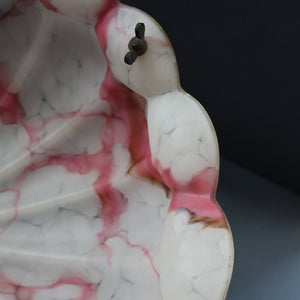 Vintage Glass Hanging Goldfish Bowl or Flycatcher Lampshade. Opaque Glass with Oodles of Raspberry Ripple Veins