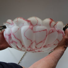 Load image into Gallery viewer, Vintage Glass Hanging Goldfish Bowl or Flycatcher Lampshade. Opaque Glass with Oodles of Raspberry Ripple Veins
