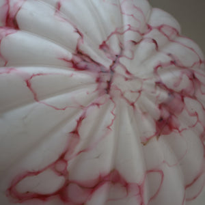 Vintage Glass Hanging Goldfish Bowl or Flycatcher Lampshade. Opaque Glass with Oodles of Raspberry Ripple Veins