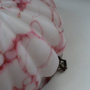Vintage Glass Hanging Goldfish Bowl or Flycatcher Lampshade. Opaque Glass with Oodles of Raspberry Ripple Veins