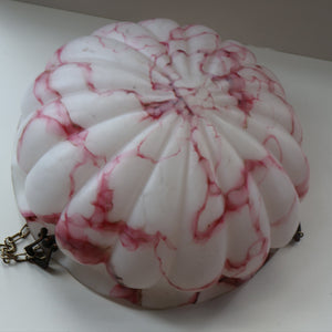Vintage Glass Hanging Goldfish Bowl or Flycatcher Lampshade. Opaque Glass with Oodles of Raspberry Ripple Veins