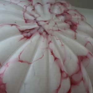 Vintage Glass Hanging Goldfish Bowl or Flycatcher Lampshade. Opaque Glass with Oodles of Raspberry Ripple Veins